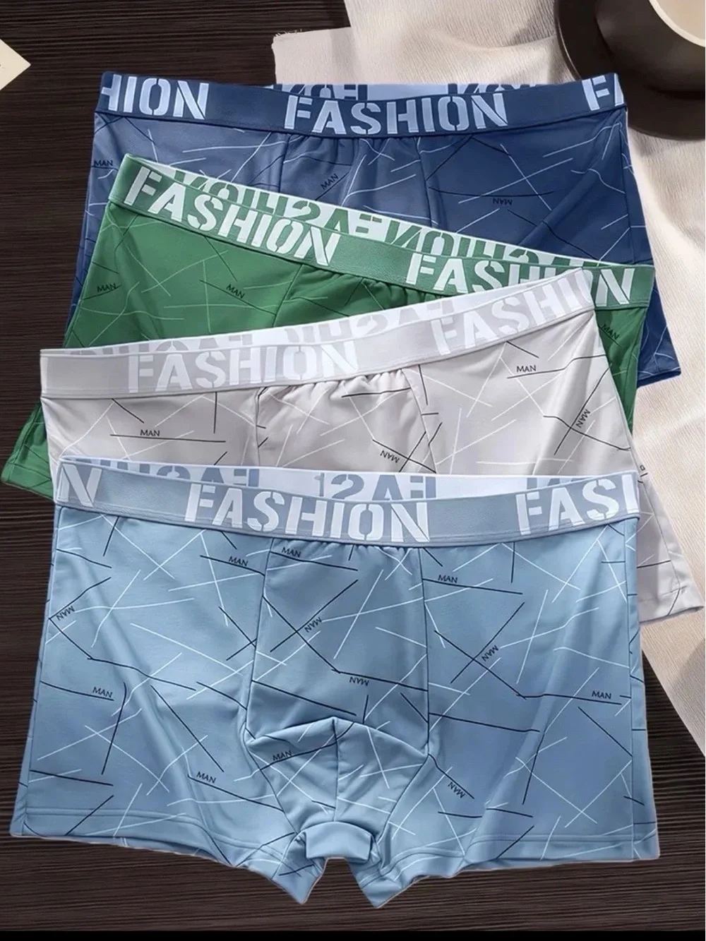 FASHION Men’s Boxer Briefs Pack — Blue, Light Blue, Green, White